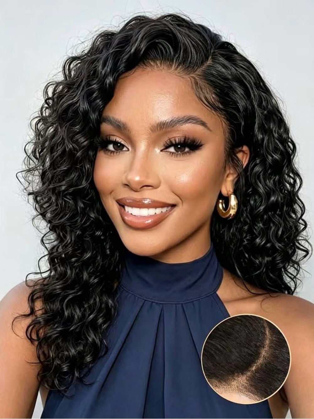 13x4 HD Lace Front Human Hair Bob Wig 16 Inch Deep Curly Bob Wig